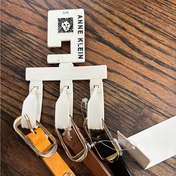 Anne Klein Trio Leather Belt Set - Gold, Brown, Black - Picture 2 of 3